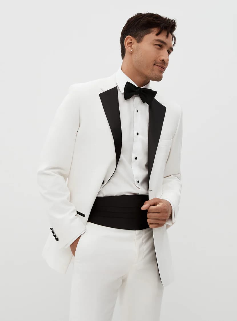 Men's Ivory White & Black Tuxedo